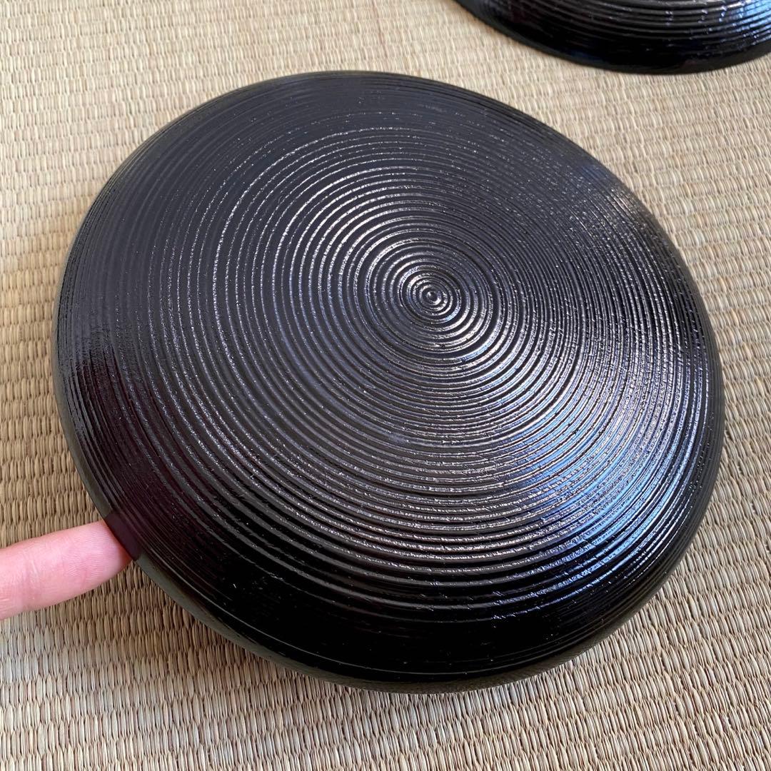 美品 輪島塗 【筋入銘々皿 5客組】菓子皿 千筋 天然木