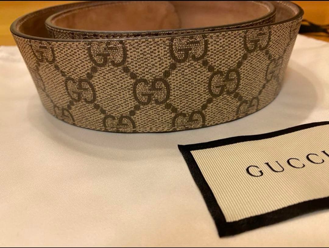 GUCCI GGパターン ブラウンレザーベルト