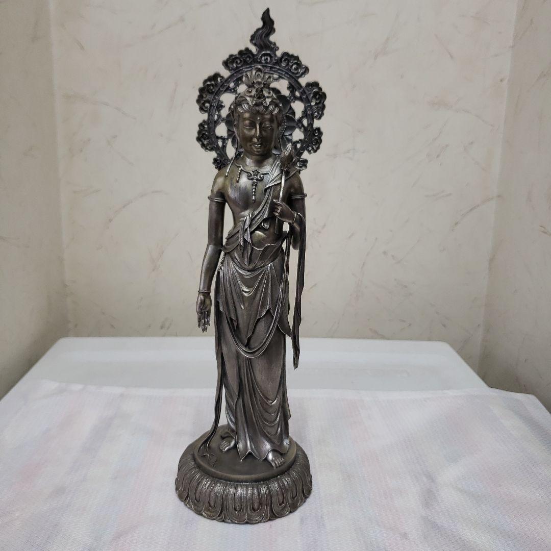 蔵出し特価銀925 約2,2kg高村光雲作 聖観音菩薩像7.5寸高さ約33cm