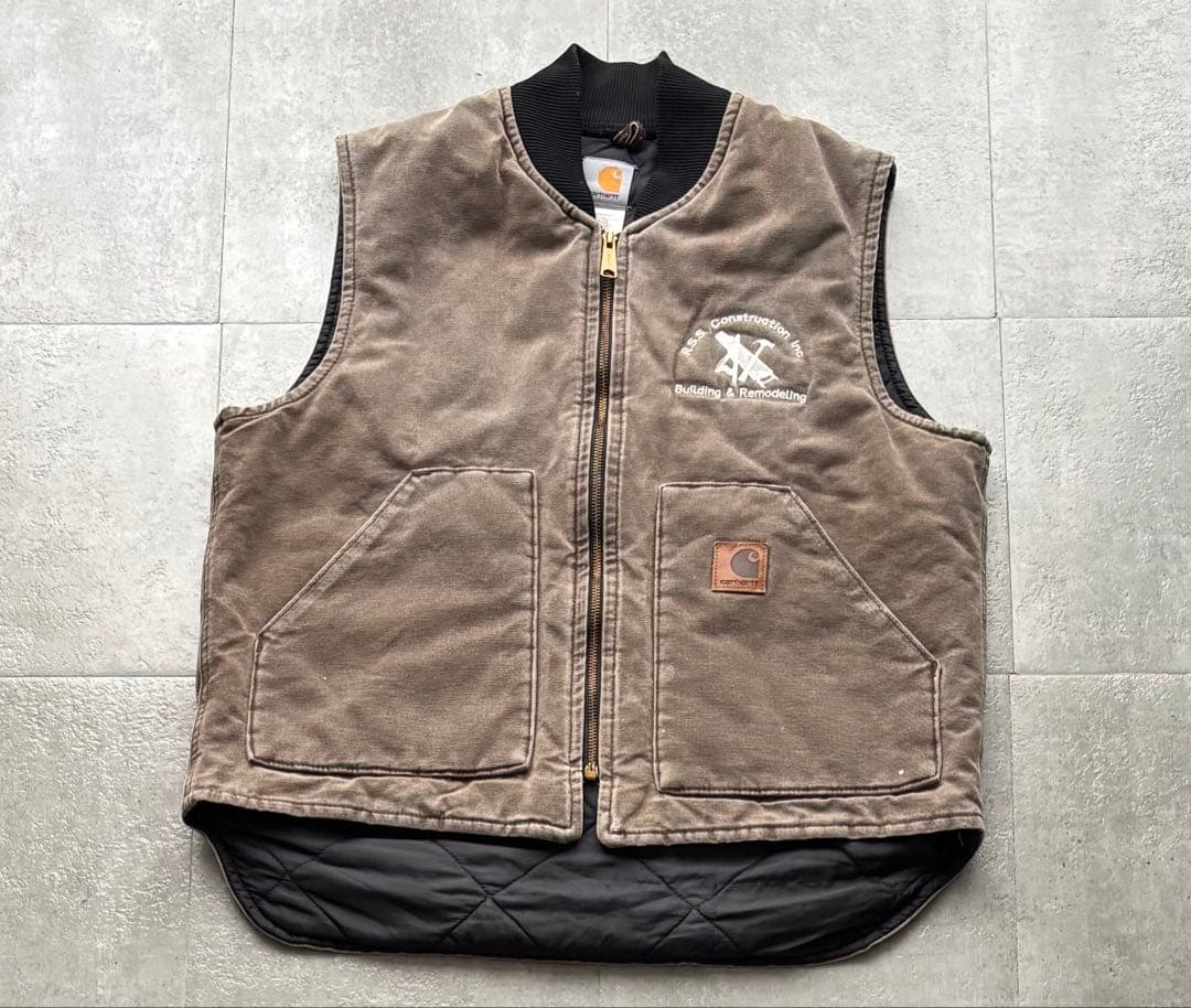 USA製　カーハート　ダックベスト　V02CHT フェード　腰ゴム　Lサイズ