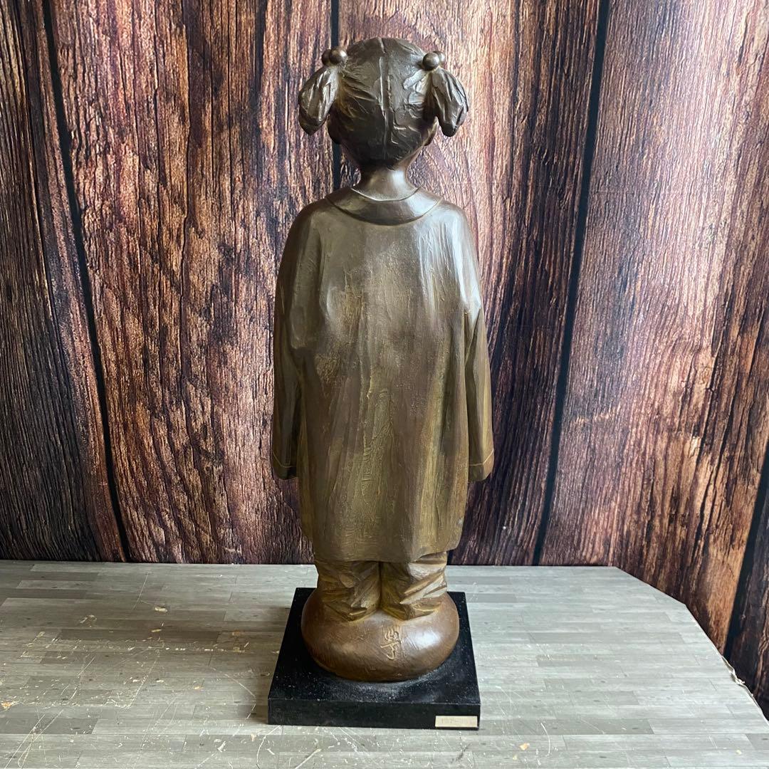 加藤豊 ブロンズ像 8.8kg 大きなパジャマ 少女 置物 美術品 アンティーク
