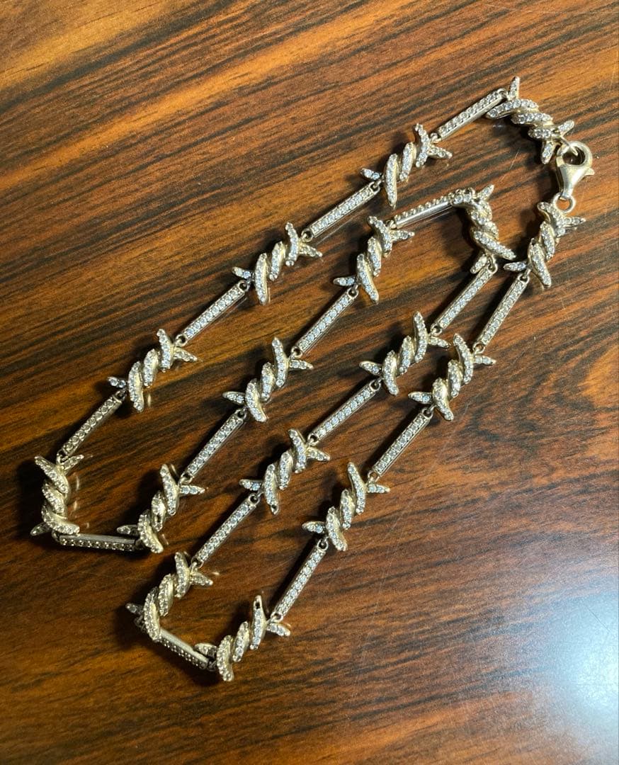 AVALANCHE シルバー925 ジルコニアネックレス　有刺鉄線　アバランチ アバランチ AVALANCHE テニスネックレス＆ペンダントヘッド シルバー