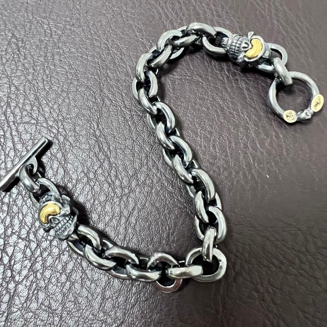 スカルモチーフ チェーンブレスレット、約22cm