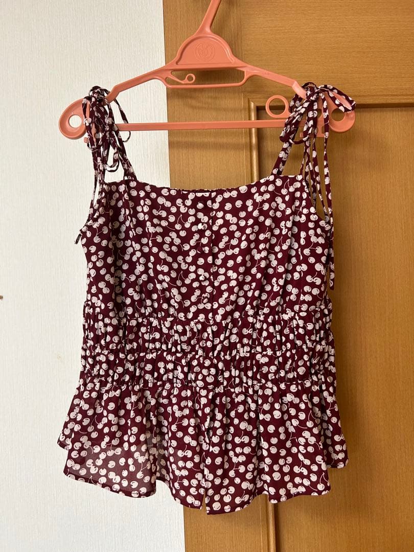 herlipto Cherry Pattern Strap Top