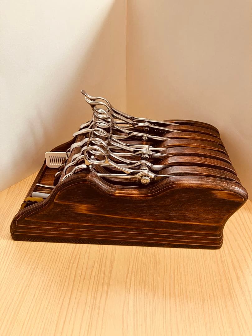 木製シザートレイ シザートレー シザースタンド ハサミ皿 Aタイプ