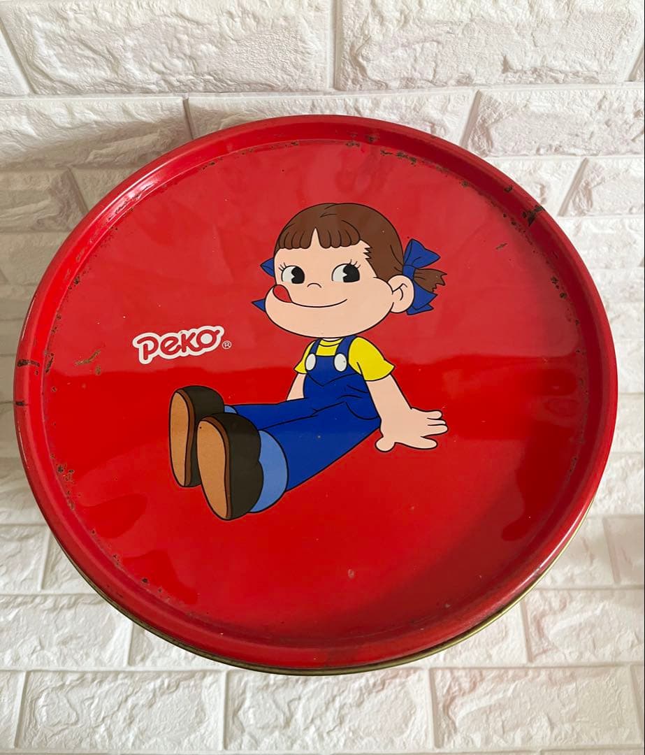 ペコちゃん 昭和レトロ 不二家 スチール缶 スツール アンティーク