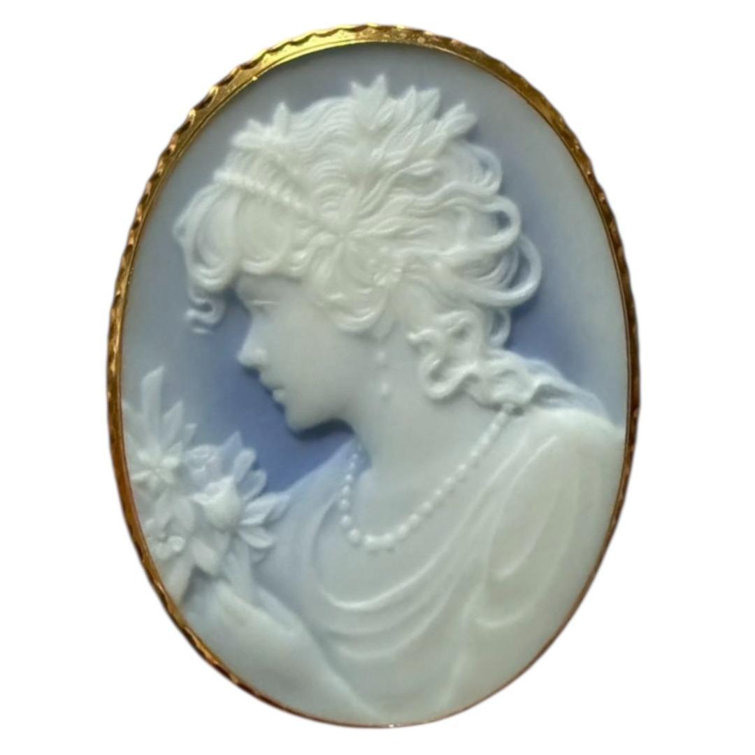 【SERINA】【真贋査定済】K18 カメオ ペンダントトップ兼ブローチ