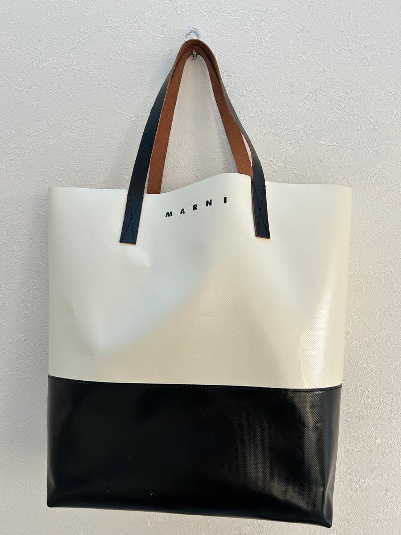 MARNI ホワイト ブラック トートバッグ ほぼ未使用