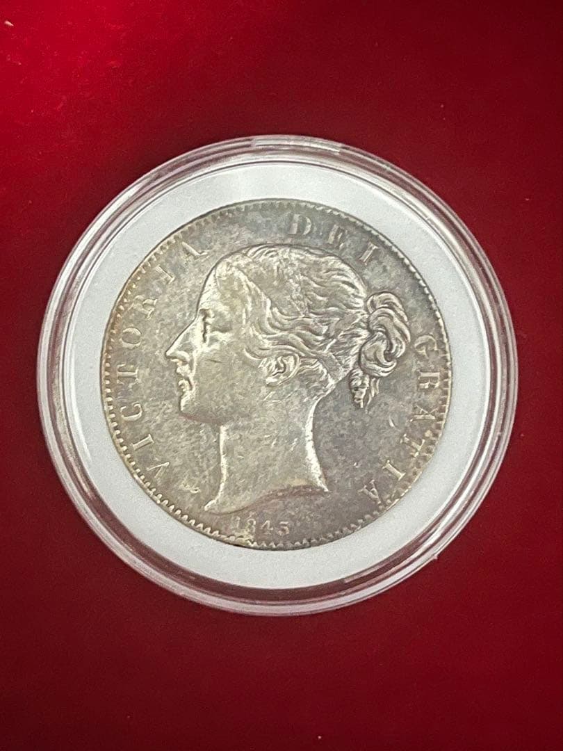 1845年 ヴィクトリア女王 クラウン銀貨　ヤングヘッド　大型銀貨