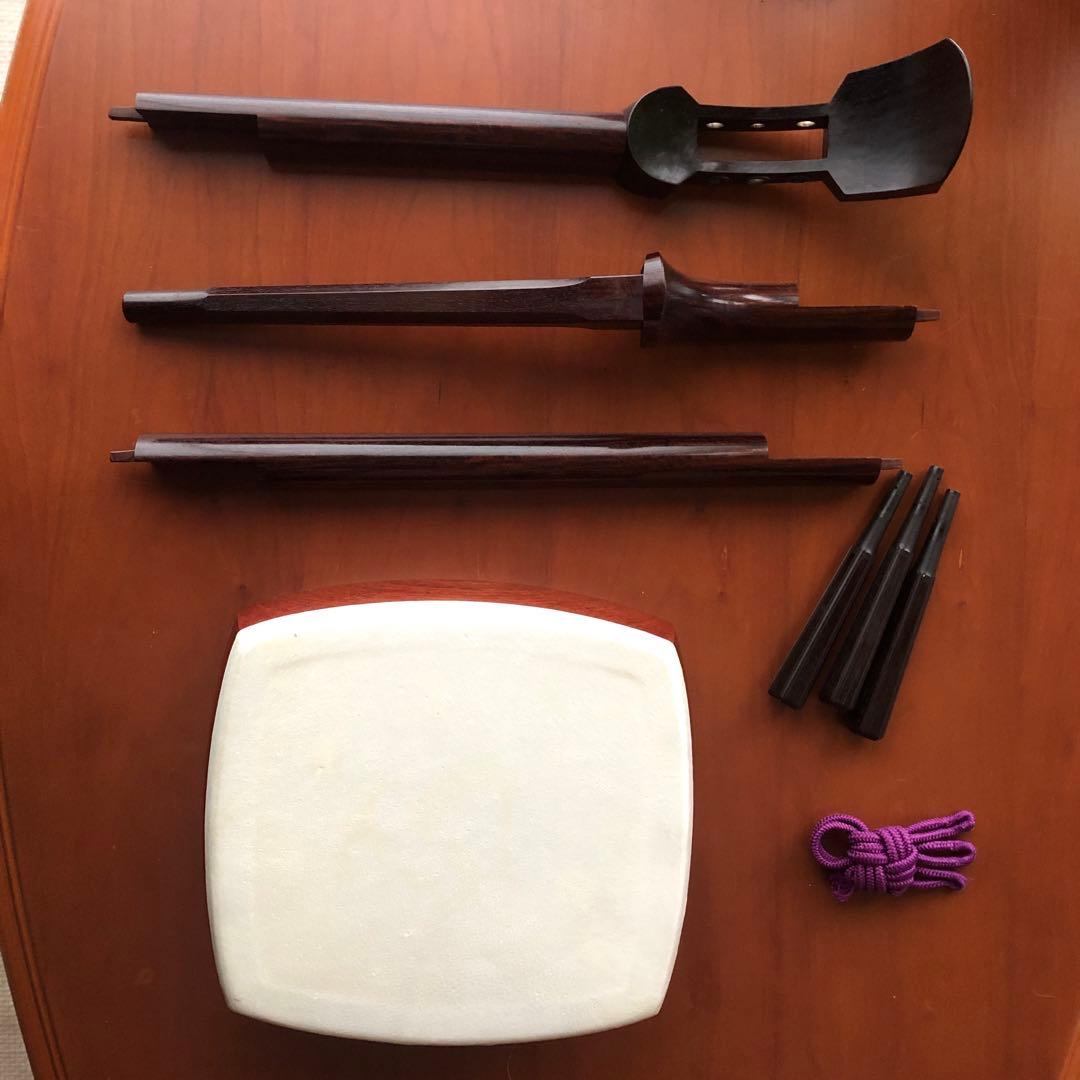 紅木三味線　金細　綾杉胴