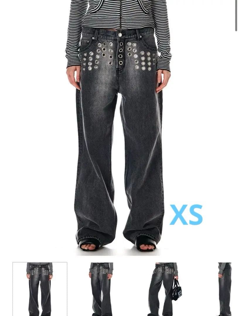 BEEDEN L EYELET SEMI LOOSE DENIM　xs