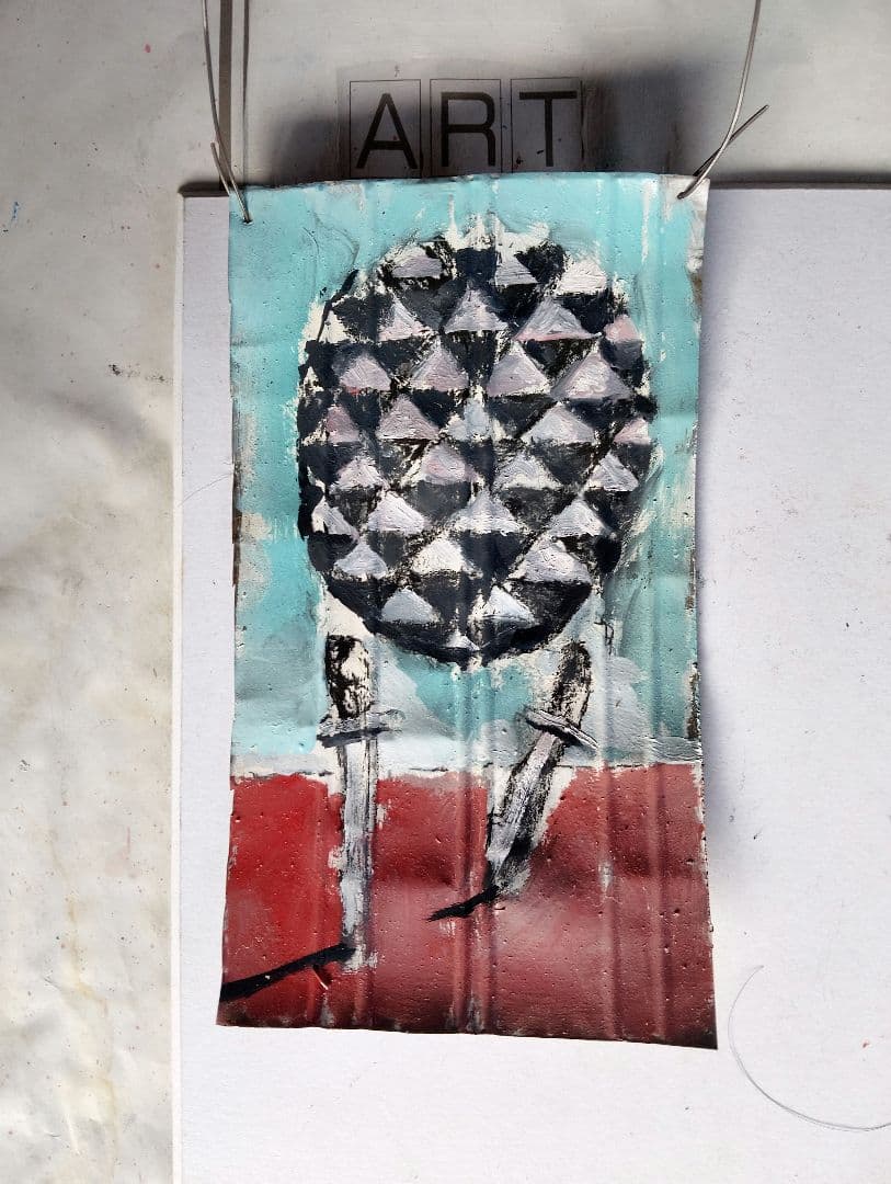 幾何学模様の油彩画剣