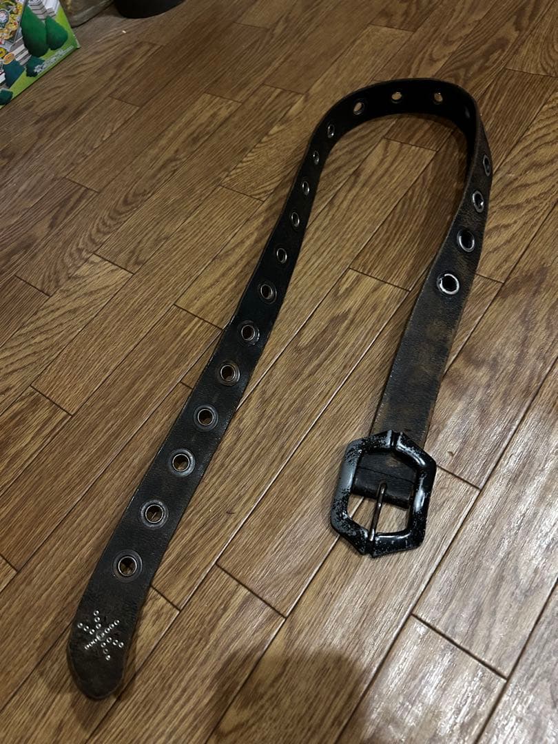 ビンテージ　スタッズレザーベルト オニキス