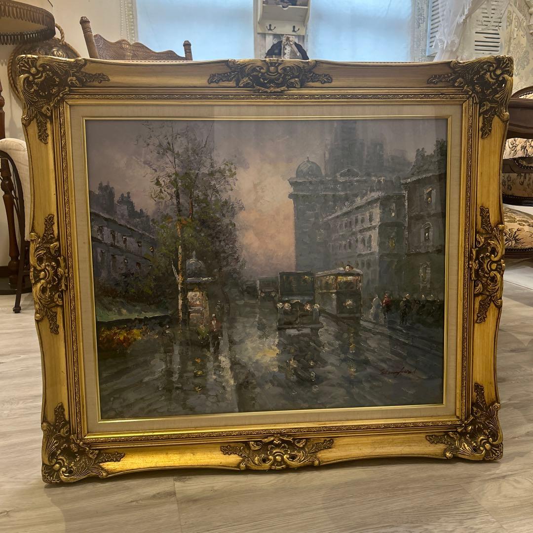 koji maekawa　モンマントル　油絵 楽天市場】絵画 油絵 モンマルトルの広場 カフェテラス F20号 （中川