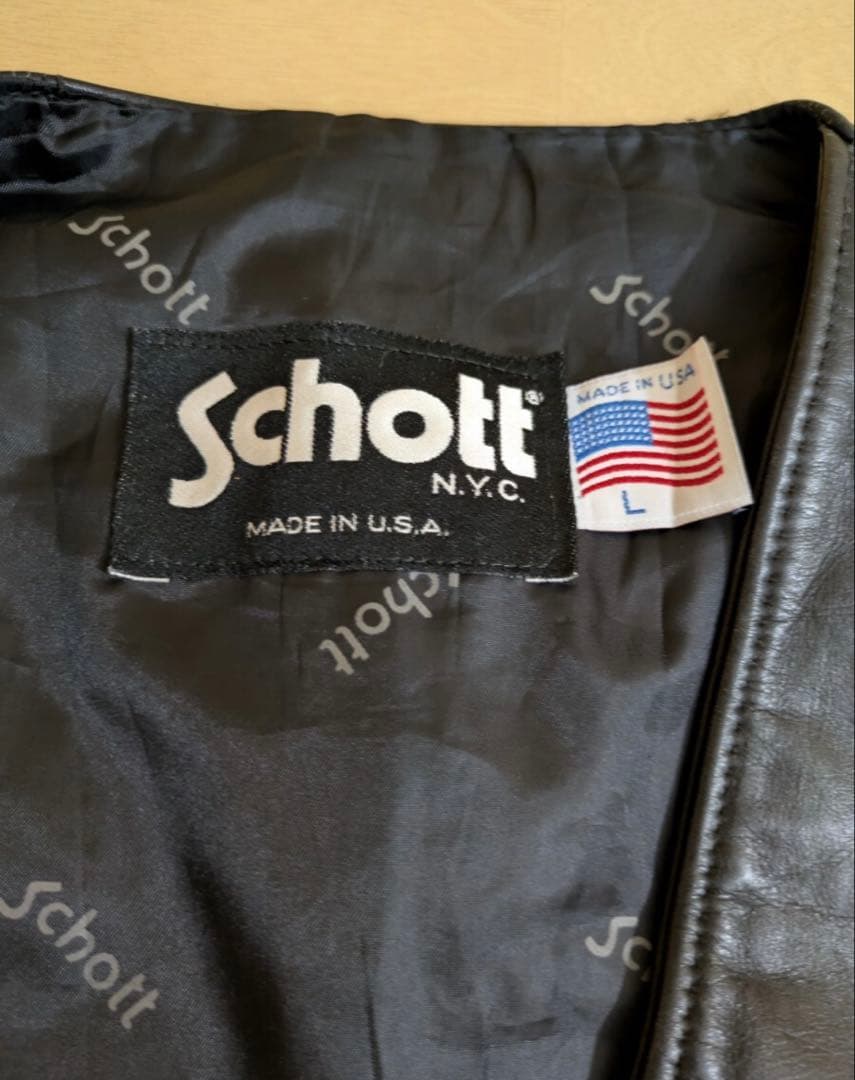 6*6様 Schott ショット vintage 黒 ブラック レザーベスト Lの通販はau