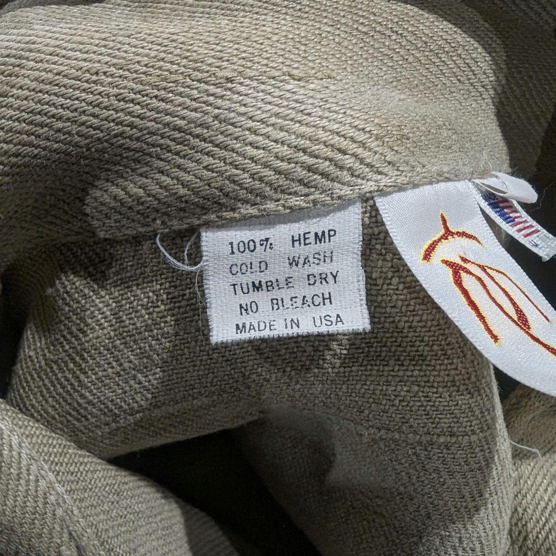80s USA製 オールリネン 麻 ヘンプ ジップジャケット ドローコード