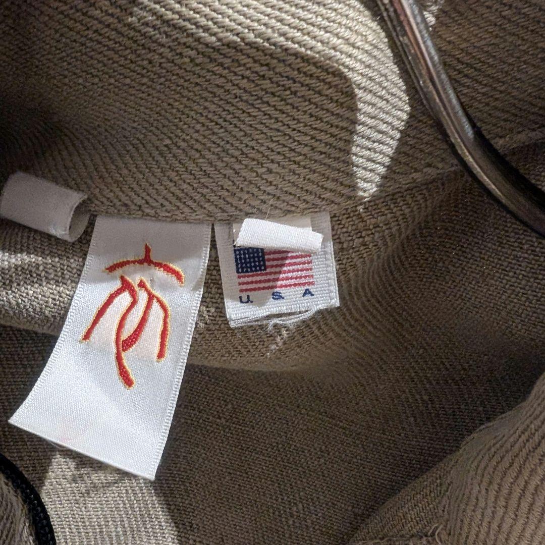 80s USA製 オールリネン 麻 ヘンプ ジップジャケット ドローコード