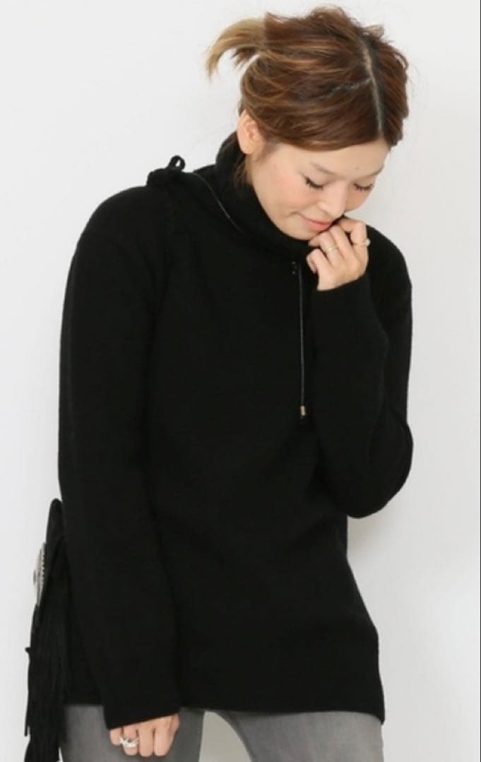 ドゥーズィエムクラス　JADE タートルネックプルオーバー ブラック　ニット