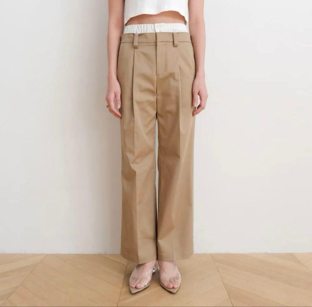 新品SeaRoomlynnツイルダブルウエストパンツ ベージュM - メルカリ