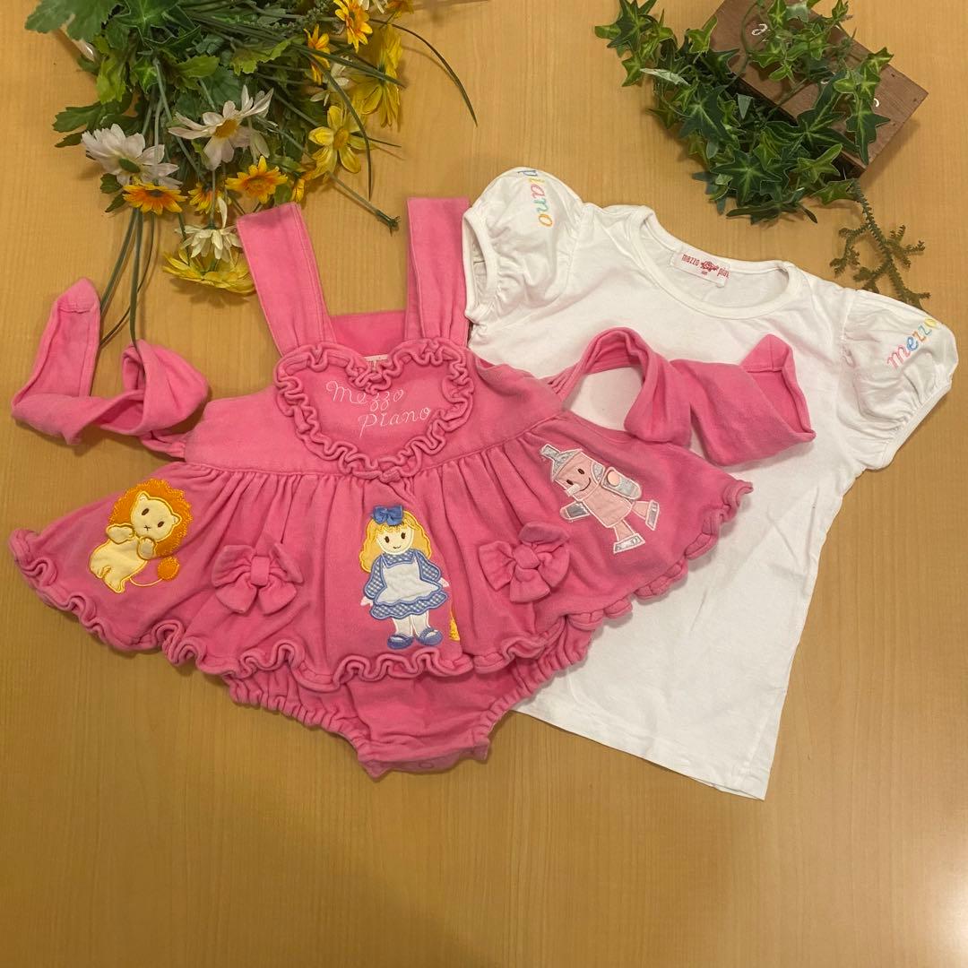 希少　メゾピアノピンクワンピースロンパース白半袖ブラウス　セット