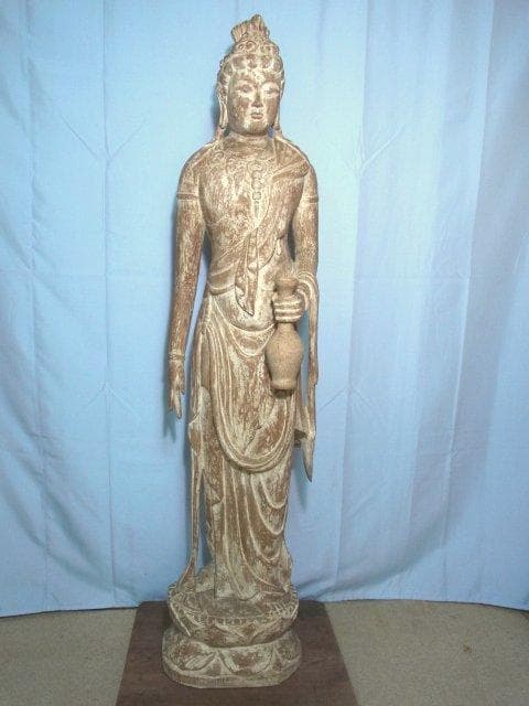 家宝に！【仏像　観音菩薩立像　等身大　木彫　骨董　◆掘り出し】★仏教美術　佛　仏