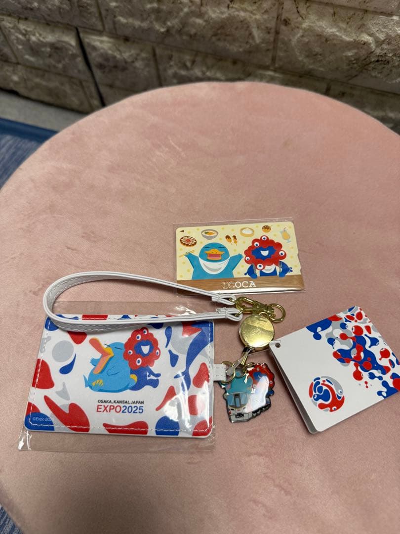 EXPO2025 ICOCAカード&ストラップ付き合皮カードケース