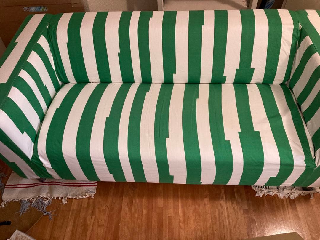 IKEA クリッパン ソファカバー グリーン ストライプ - メルカリ