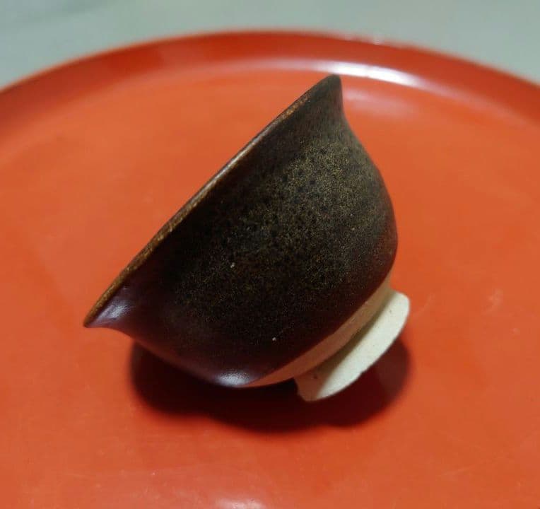 唐　黒釉杯　魯山段店窯　茶杯　ぐい呑　褐釉