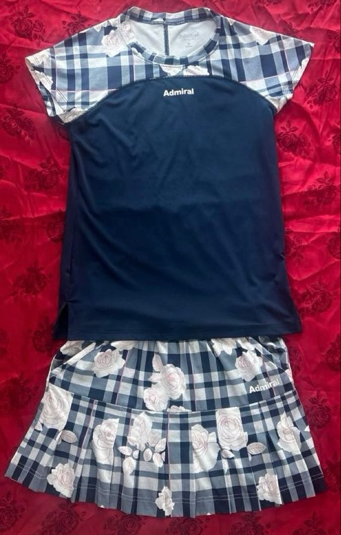 アドミラル　ウィンザーコラボ　テニスウェア花柄チェック　セットアップ 本日はテニスコーデ🎾 Admiralさんのウェアを着用させていただきました