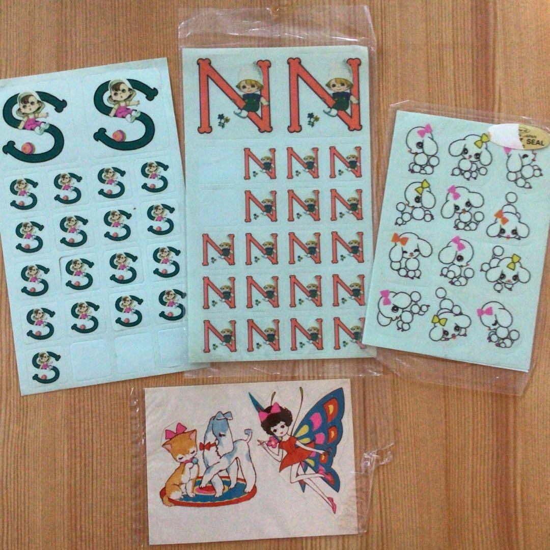 昭和レトロシール 高橋真琴さんプードル イニシャル ネコ 蝶 激レア