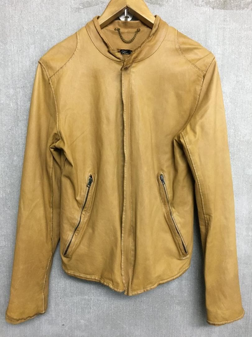 Sissi シシ シングル 上質 レザー ライダースジャケット ベージュ系