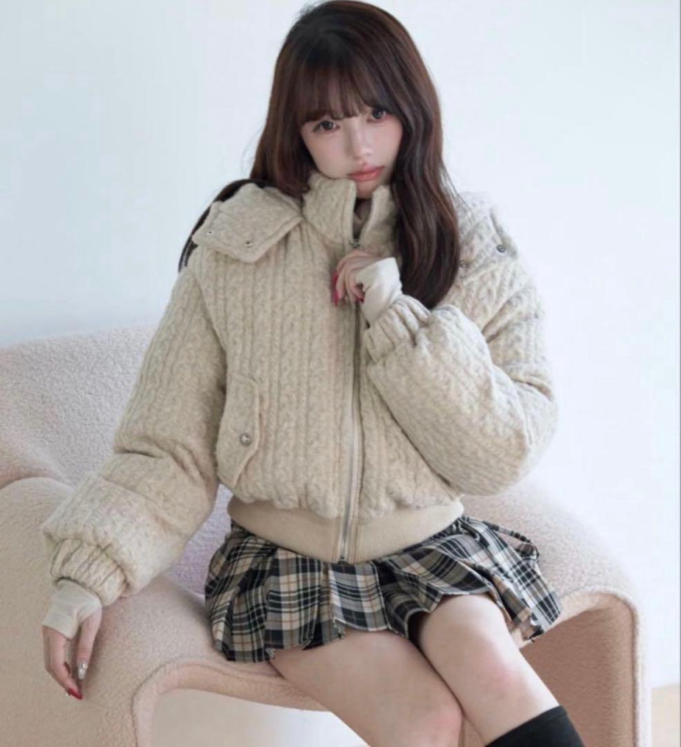 BunnyLis ケーブルニットキルティングジャケット