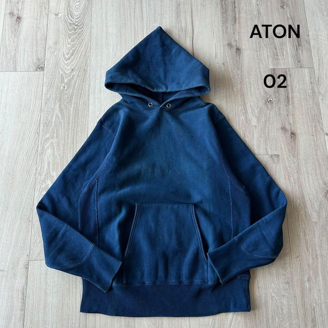 ATON NATURAL DYE URAKE HOODIE 紺 2 インディゴ染