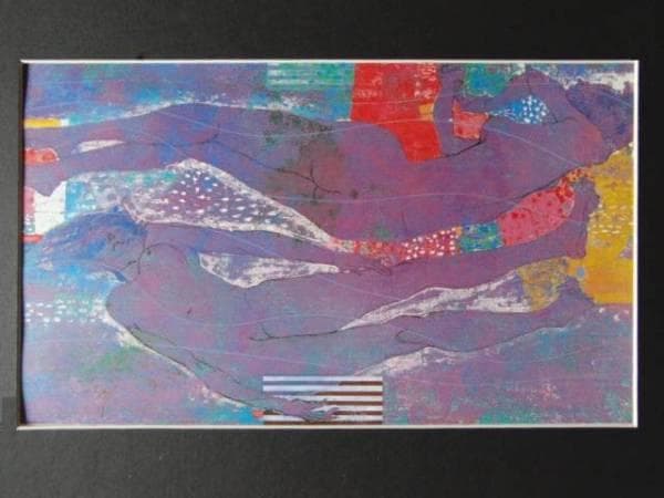 林清納、『海に祈る３』、希少画集画、裸婦、高級新品額・額装付