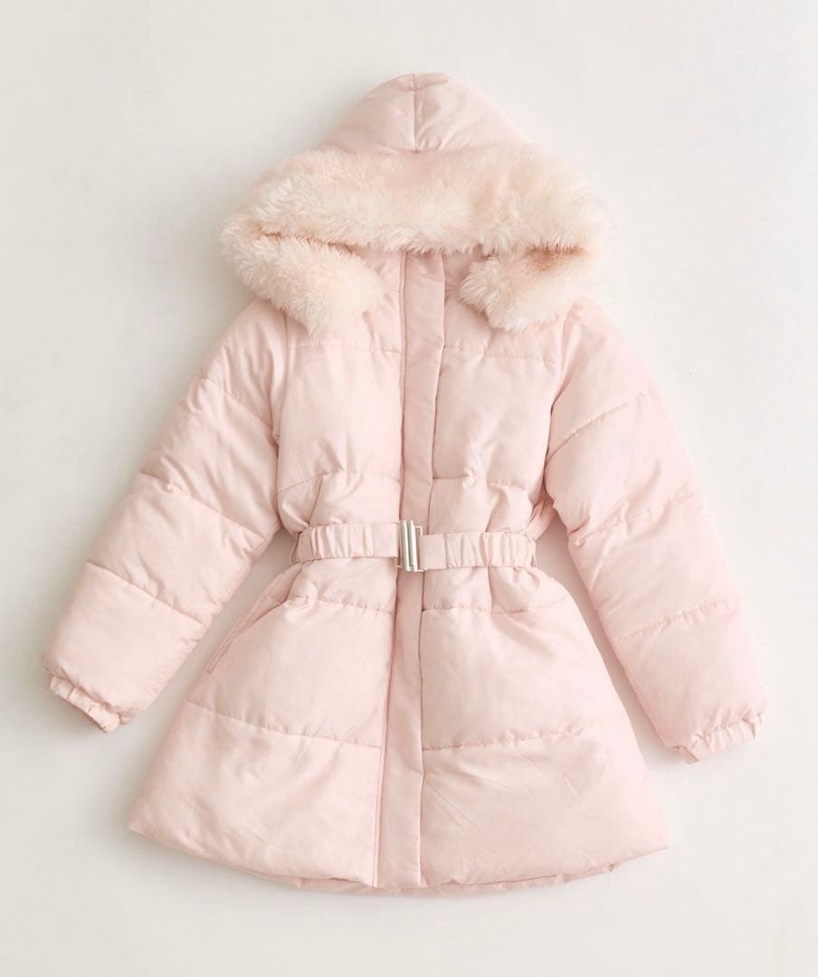 OLIVE des OLIVE ウエストベルト付き中綿コート ピンク ウエストベルト付き中綿コート | OLIVE des OLIVE(オリーブ デ