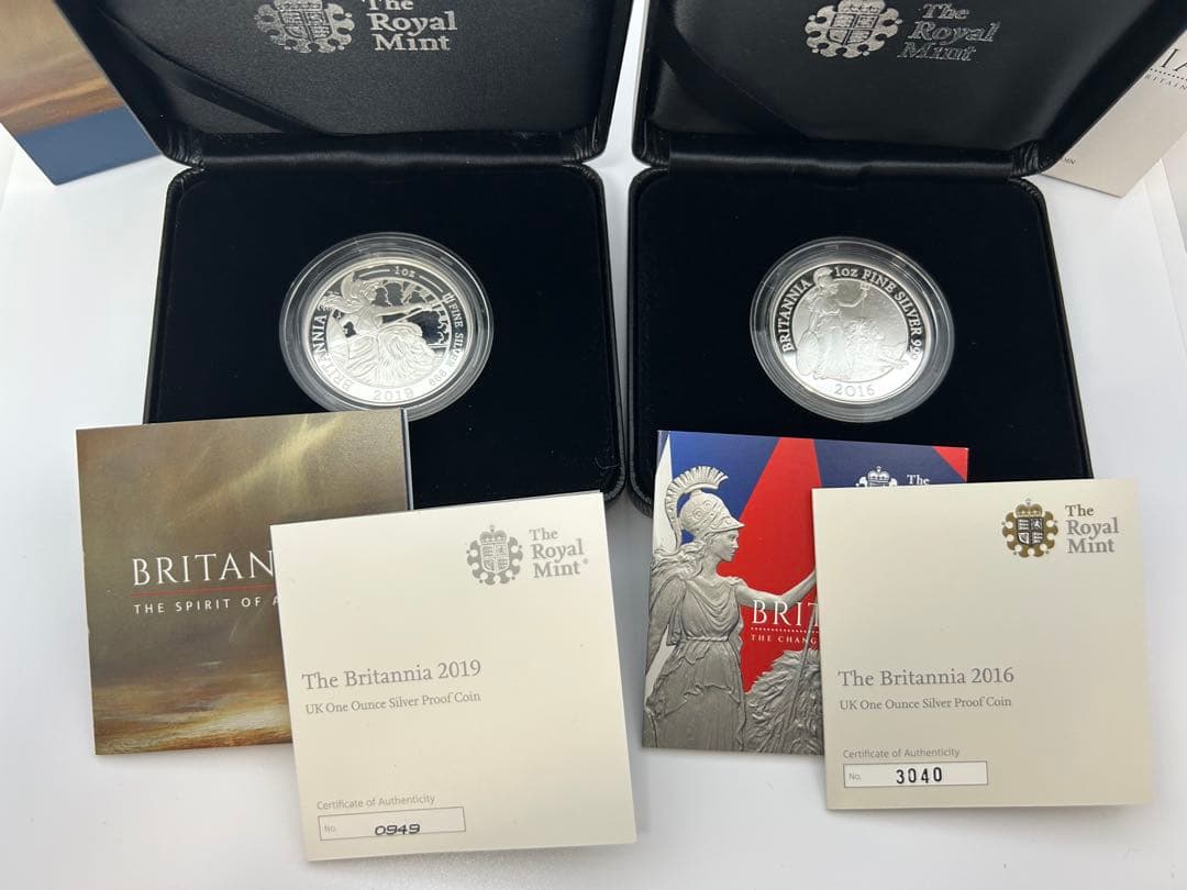 美品　ブリタニア 1オンス銀プルーフ 2016年　2019年　銀 楽天市場】即納・追跡可 1999 イギリス ブリタニア銀貨1オンス (39mm