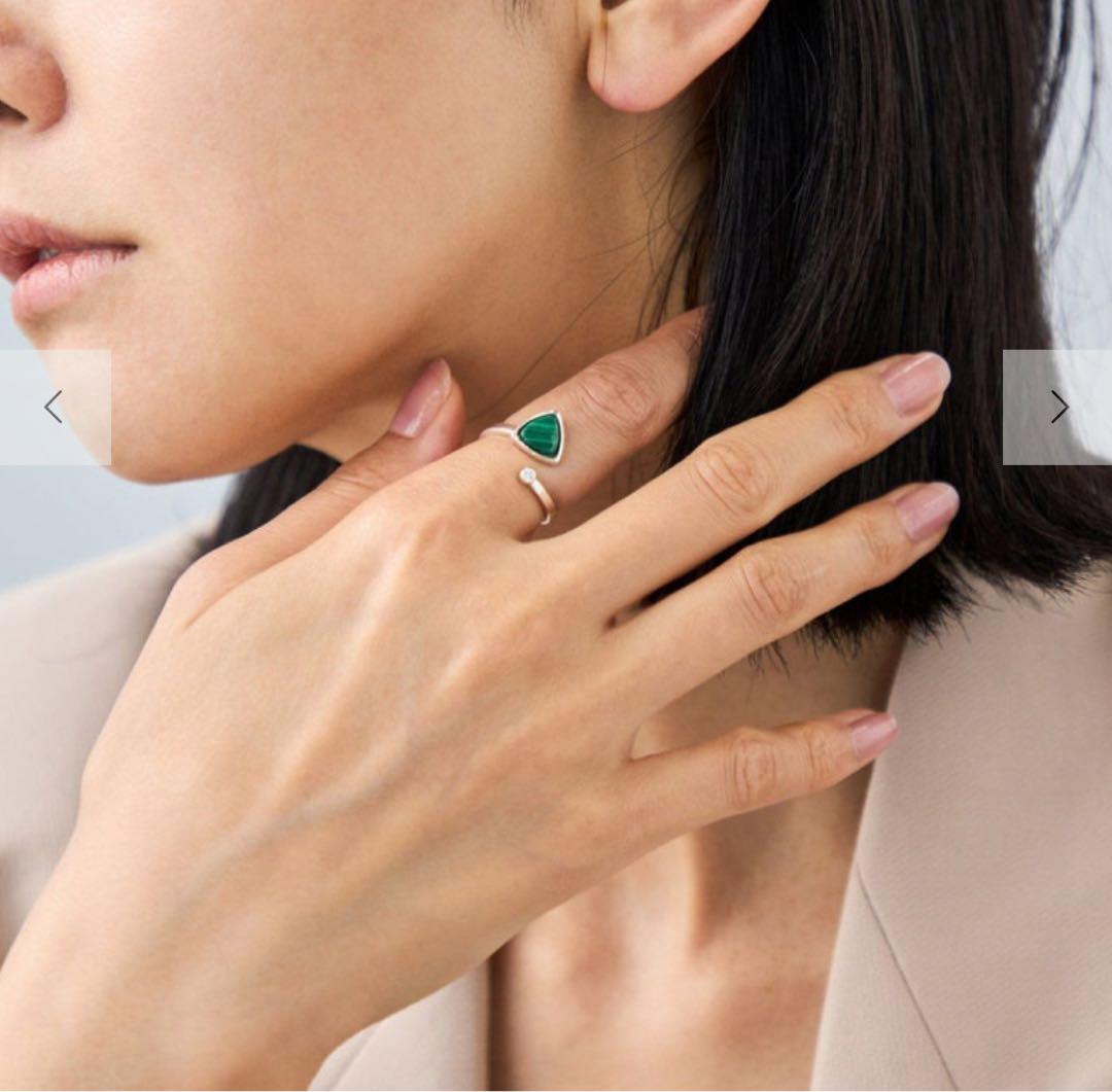 【レア美品】ジュエッテ フォークリング マラカイト×ジルコニア シルバーリング