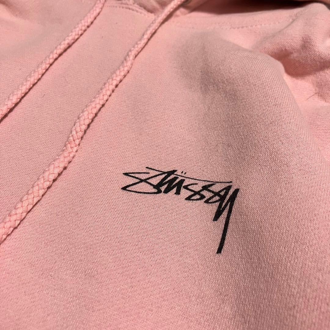 激レア】stussy ステューシー パーカー ロゴ ピンク L - メルカリ