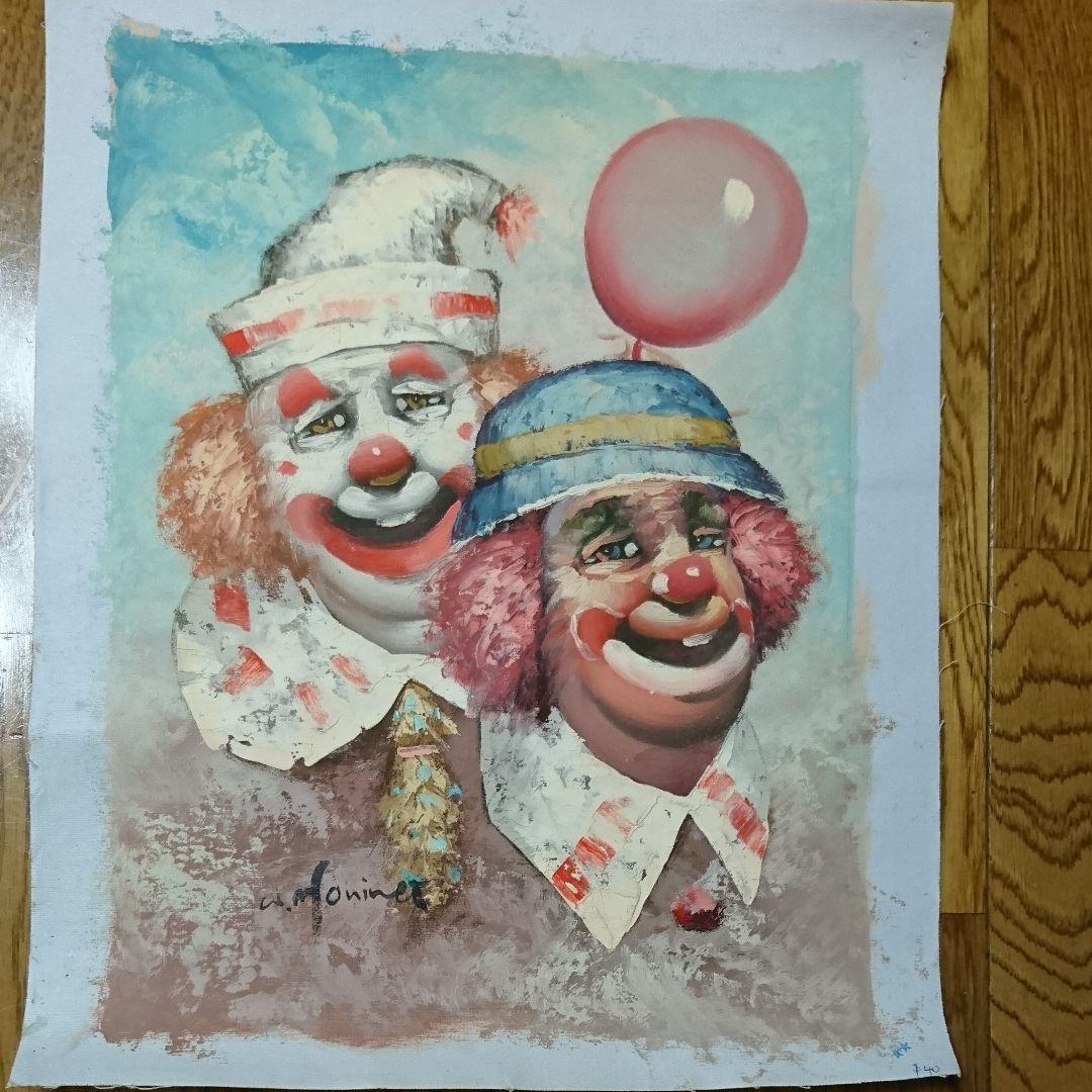 2073) 油絵 ピエロ - メルカリ