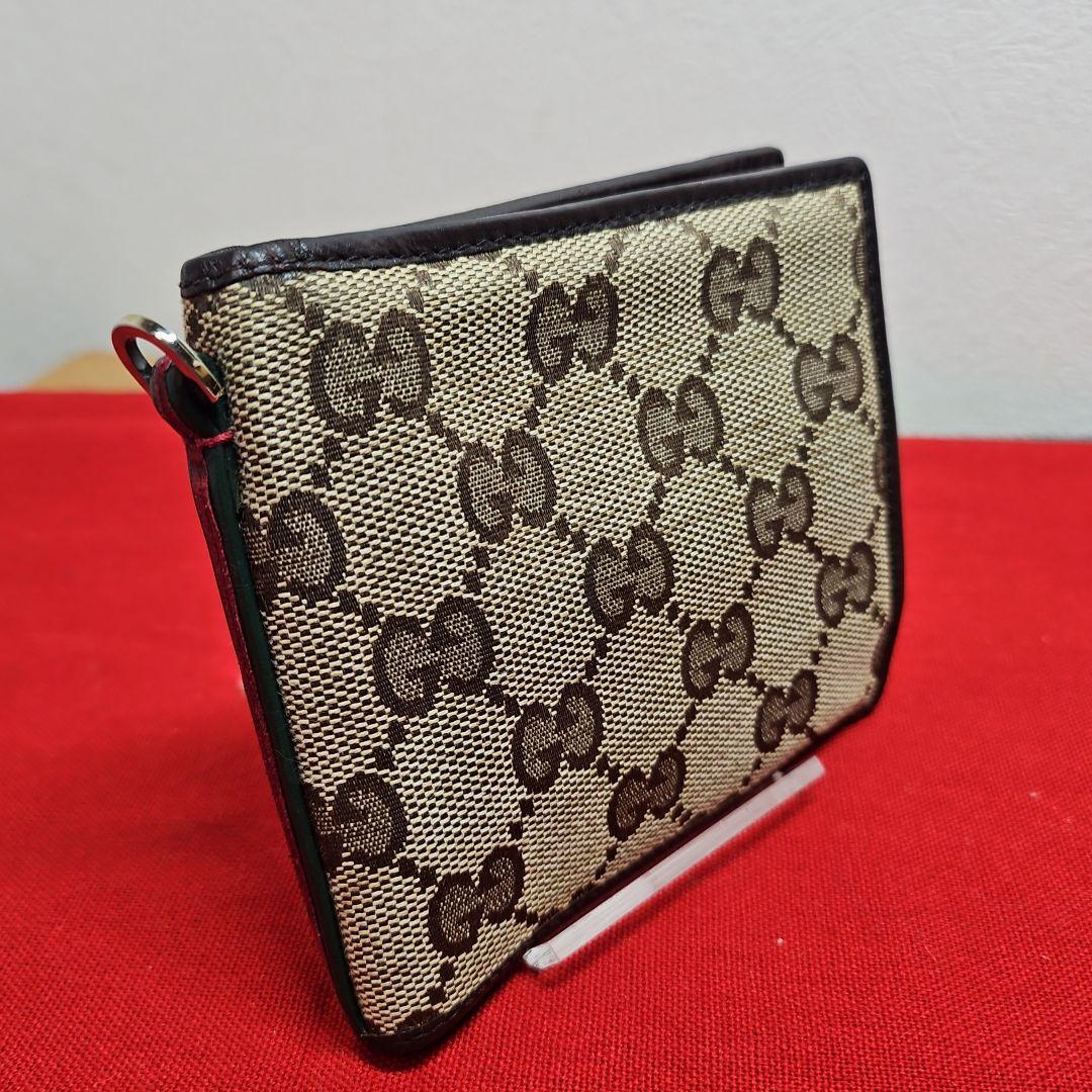 GUCCI グッチ 二つ折り財布 GG柄 シェリーライン キャンバス × レザー