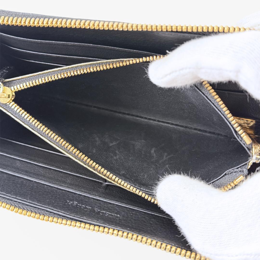 定価15万】池田工芸 長財布 ポロサス ゴールドパイソン 黒 ワニ革 JRA