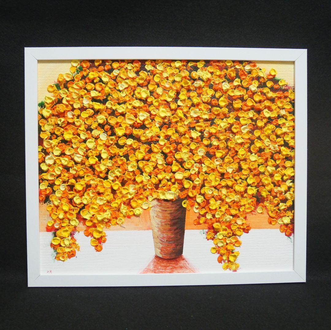 油絵 絵画 ミモザ 【四切木製】