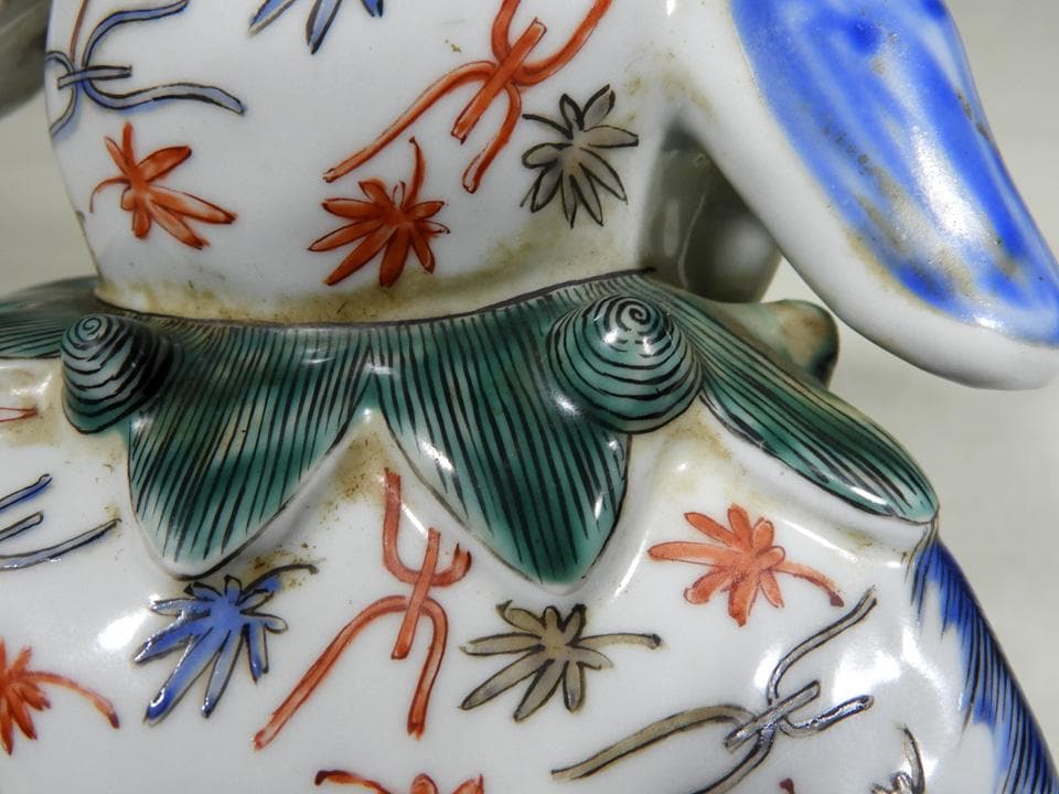 ○江戸期 傑作 古伊万里 柿右衛門様式 色絵 角獅子 独角獅子