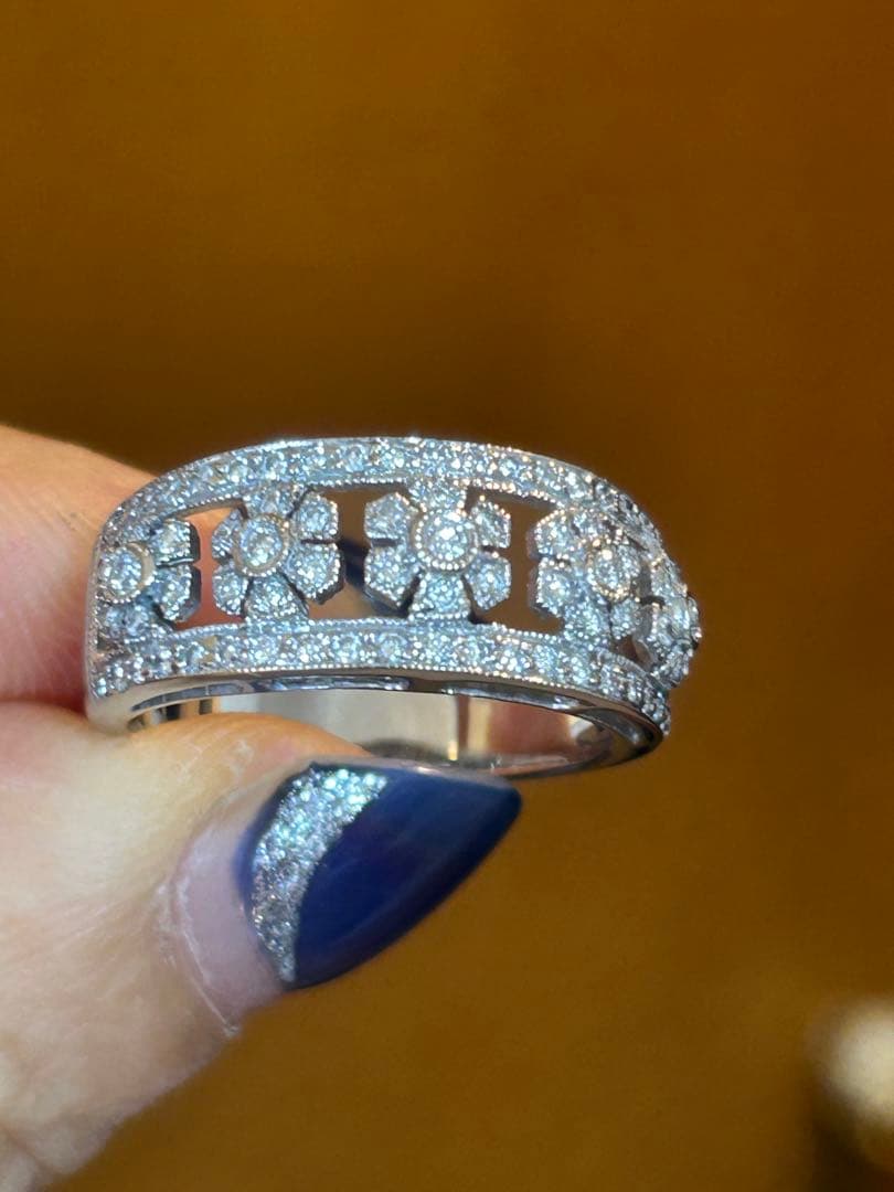 花モチーフ K18 750リング D0.433