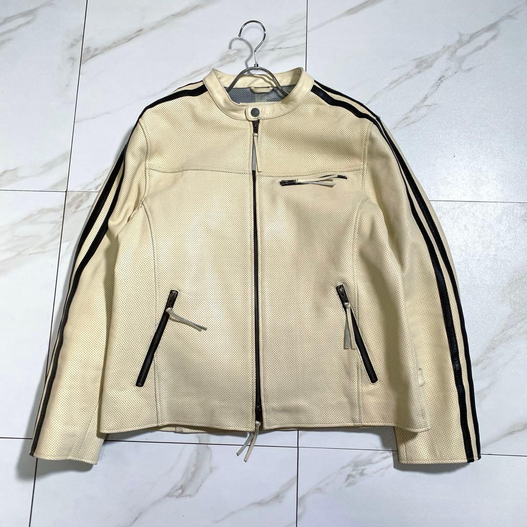 希少⭐︎リューグーレザーズ 牛革 カウレザーパンチングシングルライダースジャケット