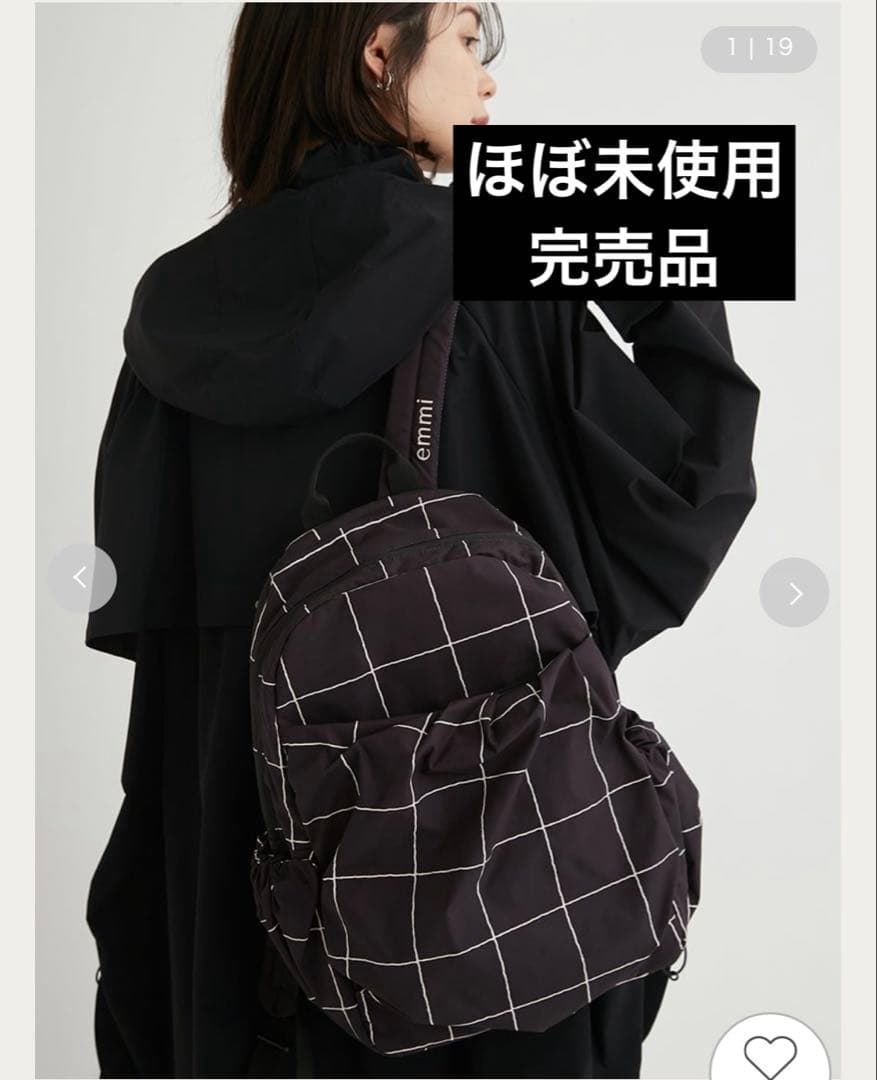 emmi eco 撥水チェックギャザーボディーバックパック WEB限定】eco 撥水チェックギャザーボディーバックパック(バックパック