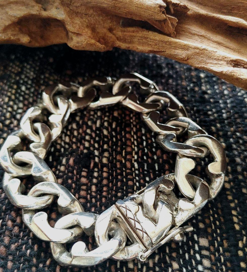 silver925 　太め　シルバー チェーンブレスレット　ボックス留め