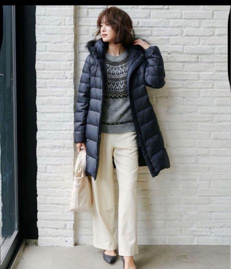 23区 シレータフタ ダウンコート サイズ 40 ファー付き ネイビー