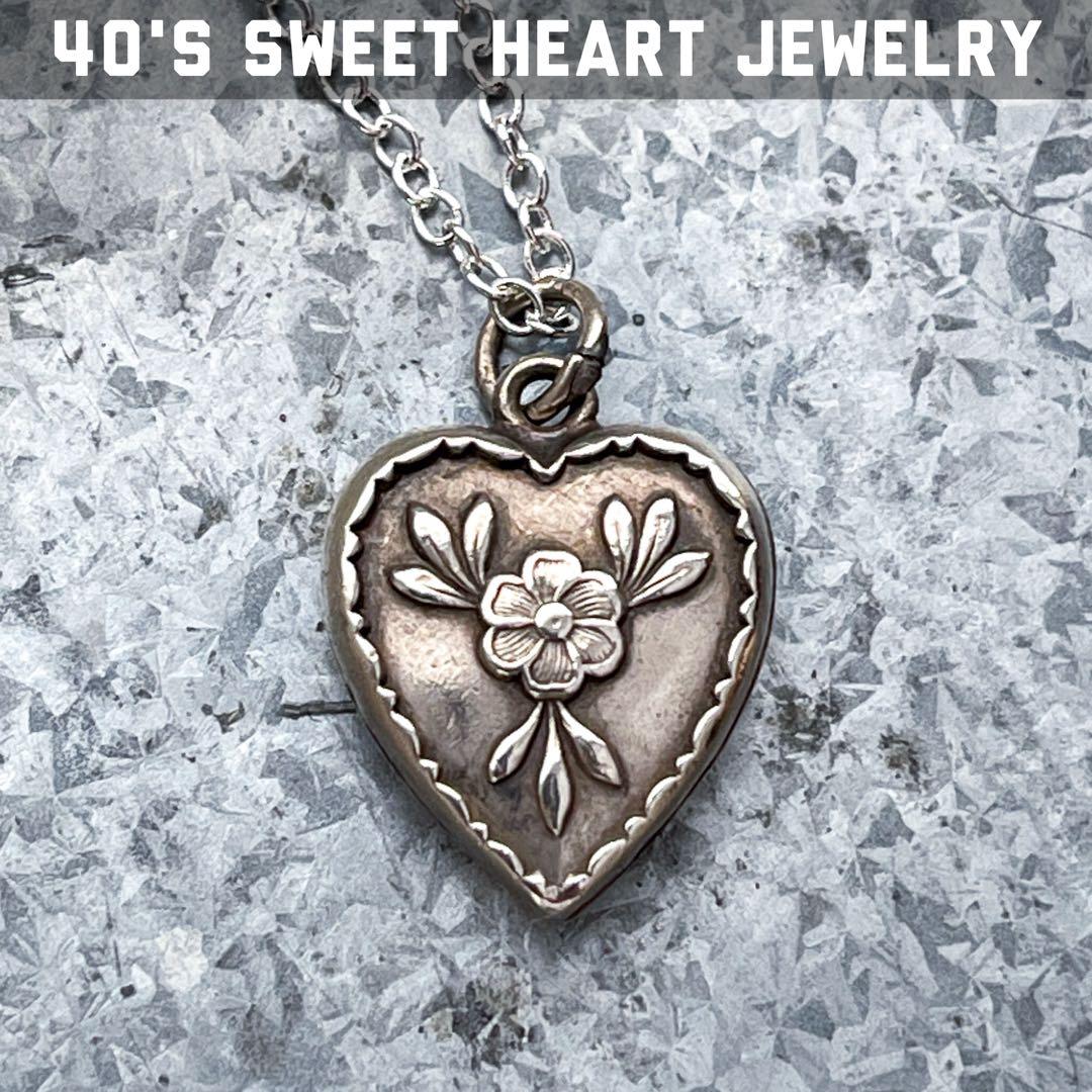 40s スウィートハートジュエリー 勿忘草 シルバー ネックレス