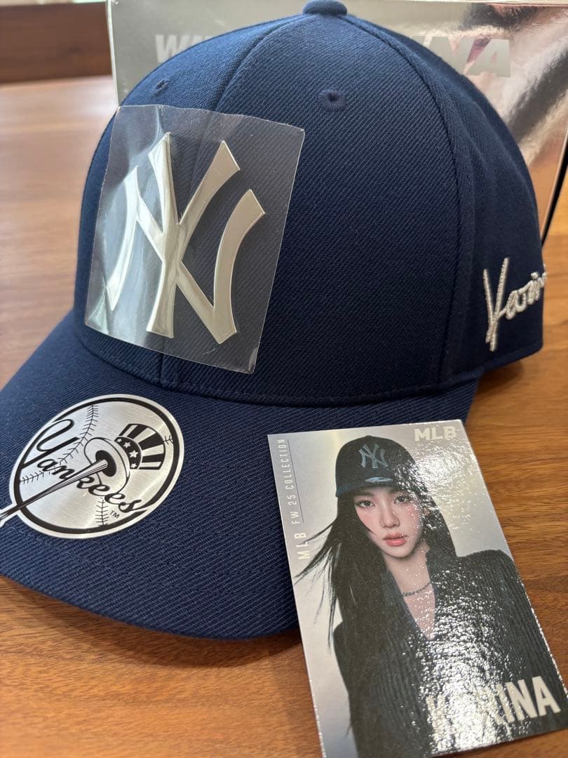MLB カリナエディションキャップ aespa Karina コラボ帽子ネイビー